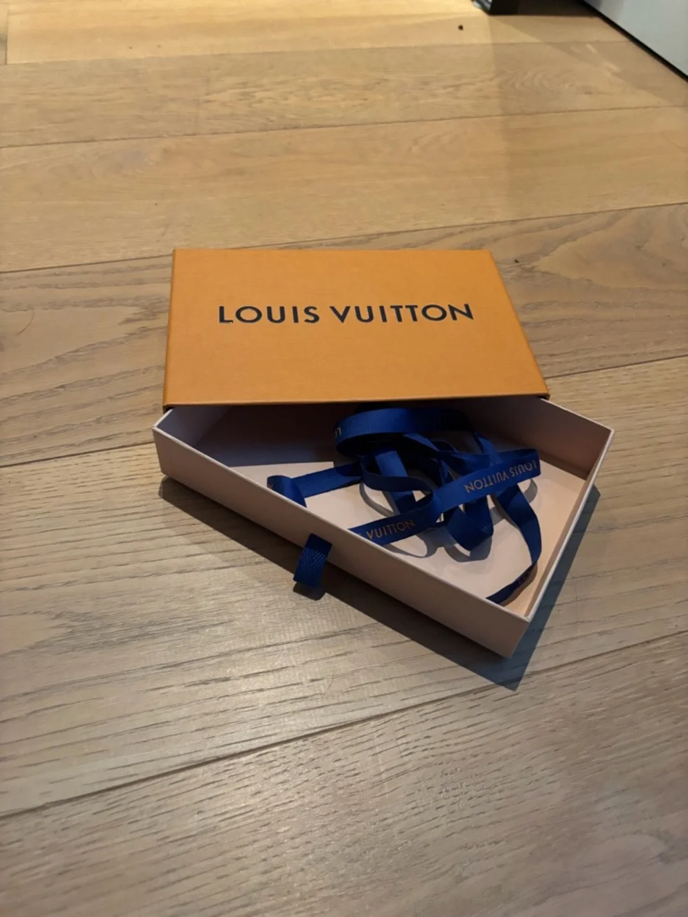 Louis Vuitton Orange Boxes with Blue Ribbon and Beige Dust Bag